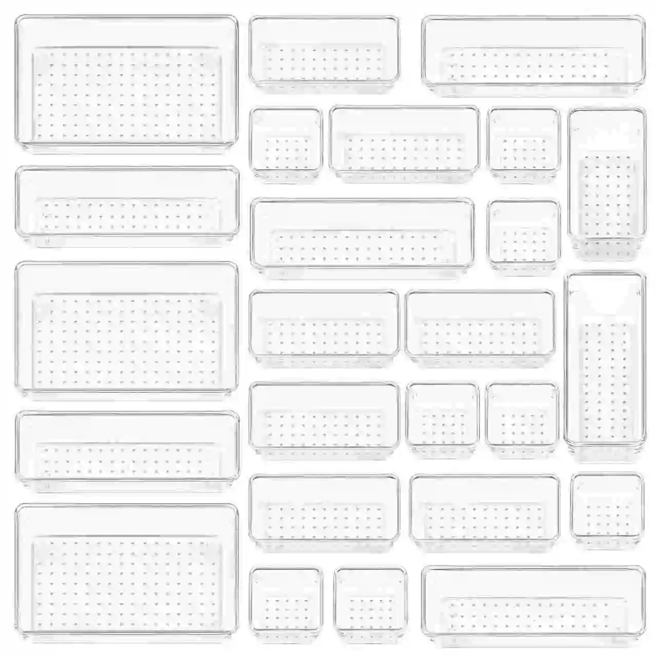 Clear Plastic Drawer Organizers Set